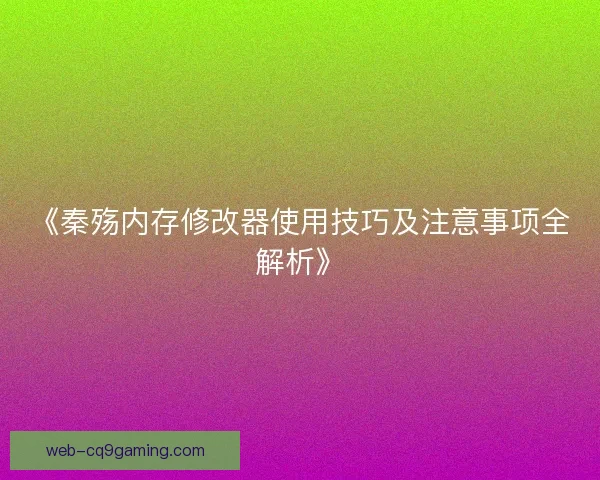 《秦殇内存修改器使用技巧及注意事项全解析》