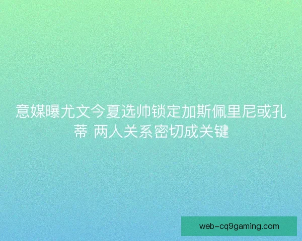 意媒曝尤文今夏选帅锁定加斯佩里尼或孔蒂 两人关系密切成关键